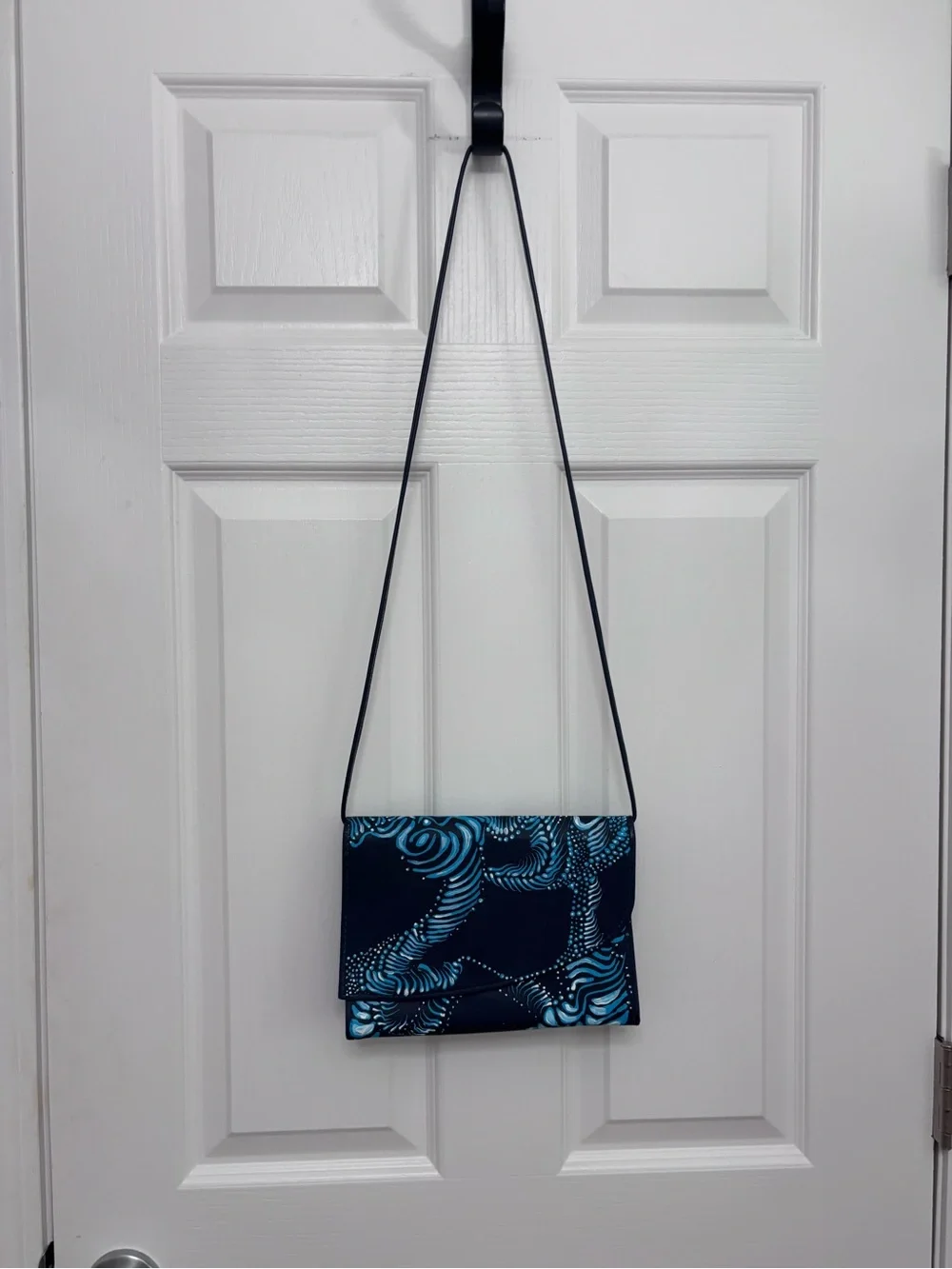 Blue Patterned Women's Crossbody Bag. Hand painted. One of a kind.
